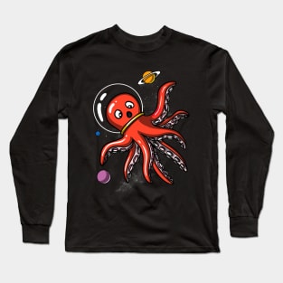 Space Octopus Astronaut Long Sleeve T-Shirt